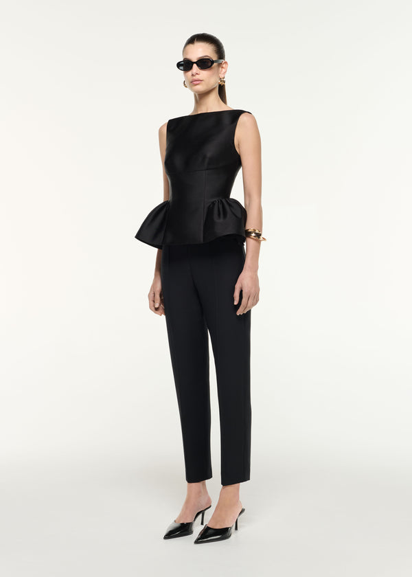 Roland Mouret Gathered Taffeta Top Black