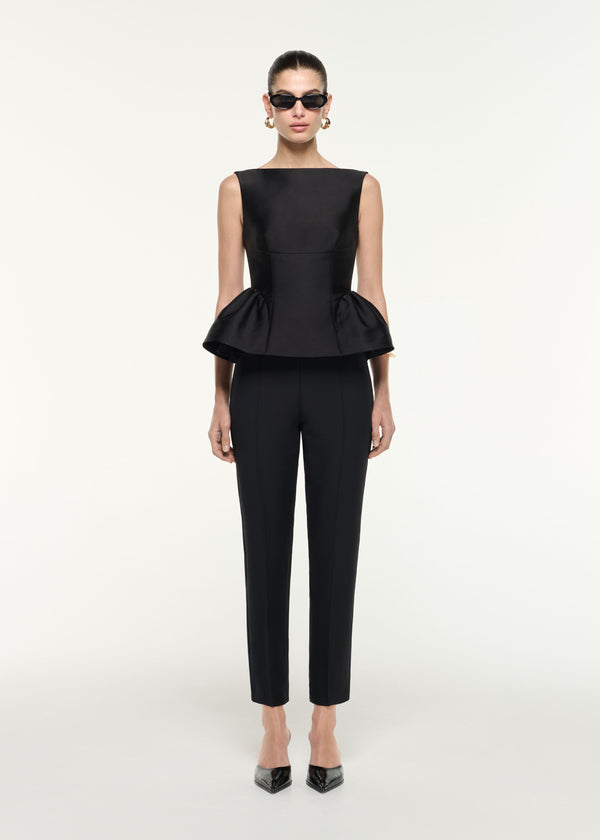 roland mouret Gathered Taffeta Top Black