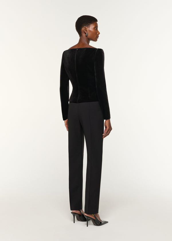 Roland Mouret Lace Insert Scuba Velvet Top Black