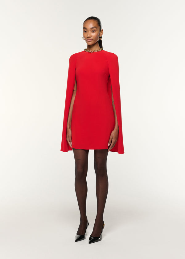 Roland Mouret Light Cady Cape Dress Red