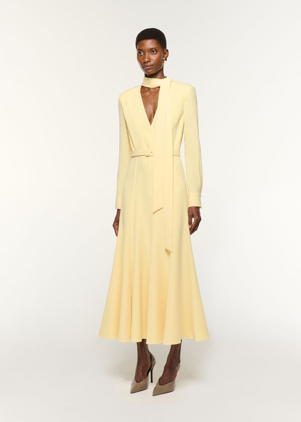 Roland Mouret Light Cady Cut Out Dress Yellow