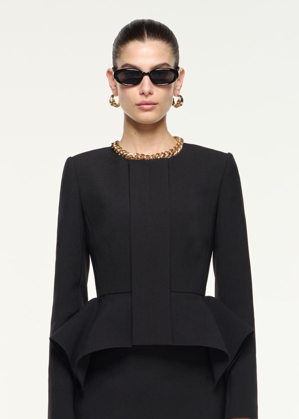 Roland Mouret Peplum Crepe Jacket Black