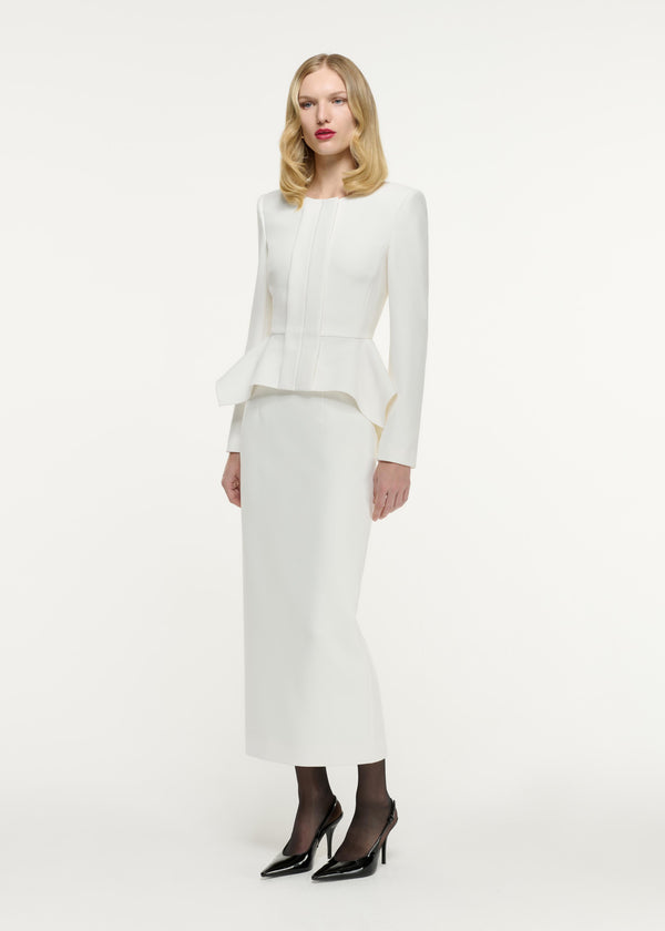 Roland Mouret Peplum Crepe Jacket Cream