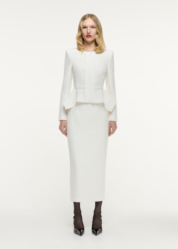 roland mouret Peplum Crepe Jacket Cream