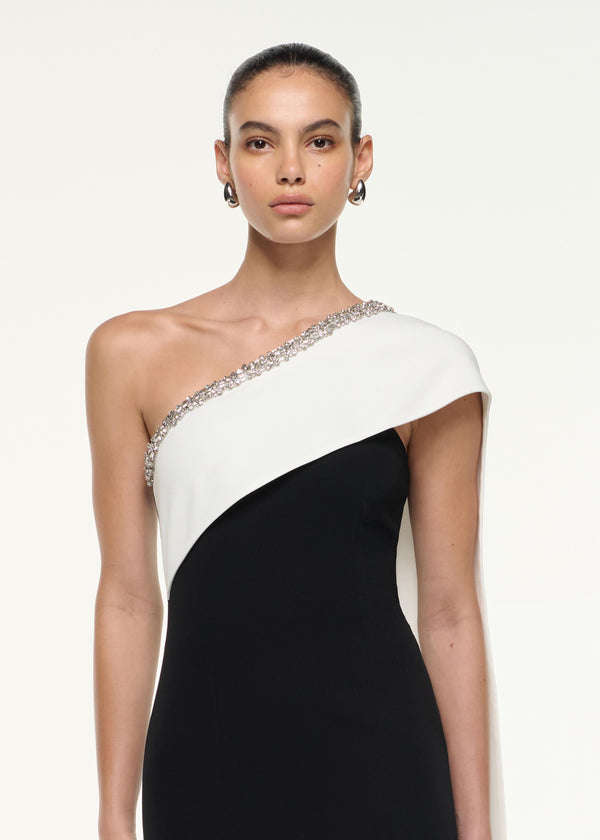 Roland Mouret Satin Crepe Sash Gown Monochrome