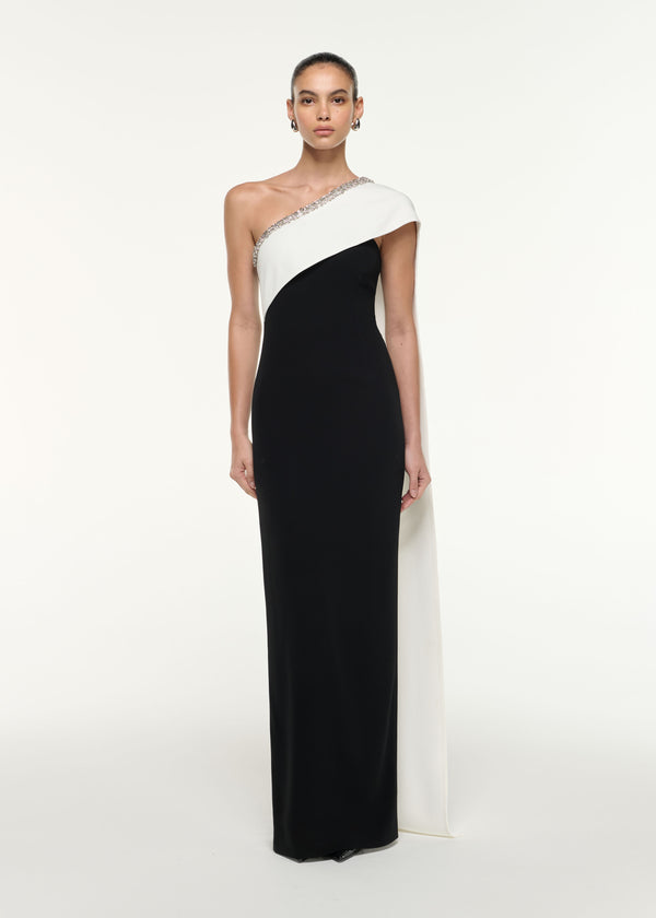 roland mouret Satin Crepe Sash Gown Monochrome