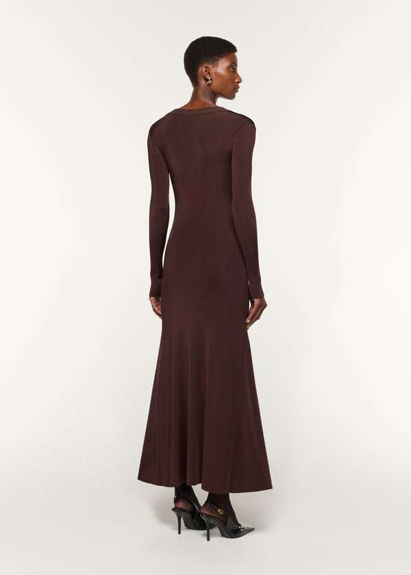 Roland Mouret Scoop Neck Viscose Knit Dress Brown