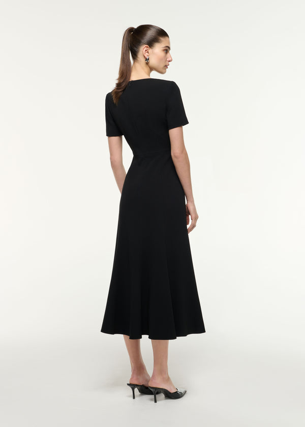 Roland Mouret Shoulder Drape Midi Dress Black