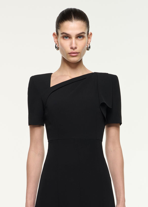 Roland Mouret Shoulder Drape Midi Dress Black