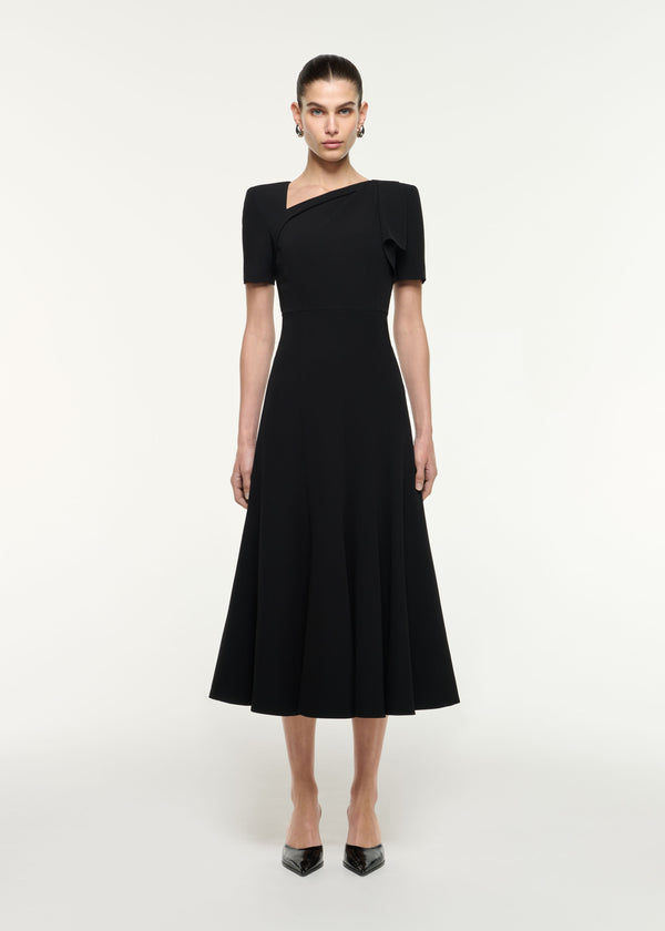 roland mouret Shoulder Drape Midi Dress Black