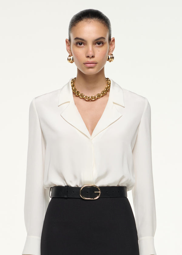 Roland Mouret Silk Bodysuit White