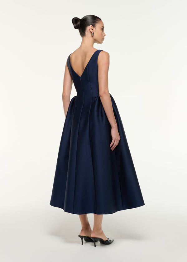 Roland Mouret Taffeta Midi Dress Navy