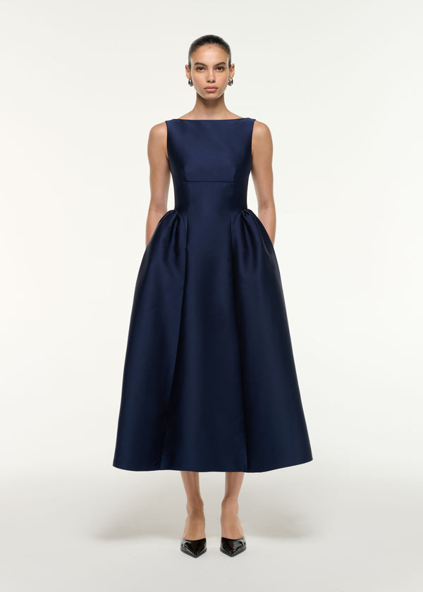 roland mouret Taffeta Midi Dress Navy