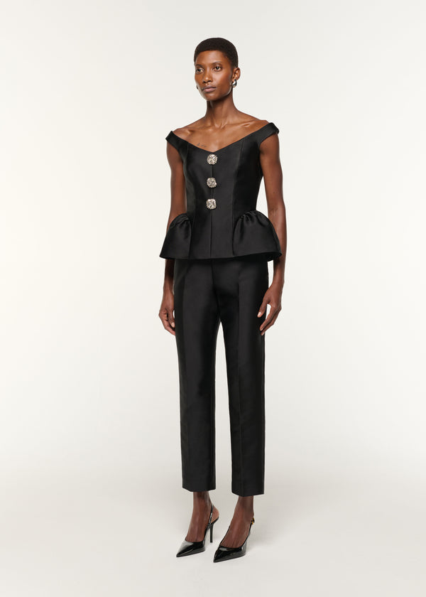 Roland Mouret Taffeta Straight Leg Trouser Black