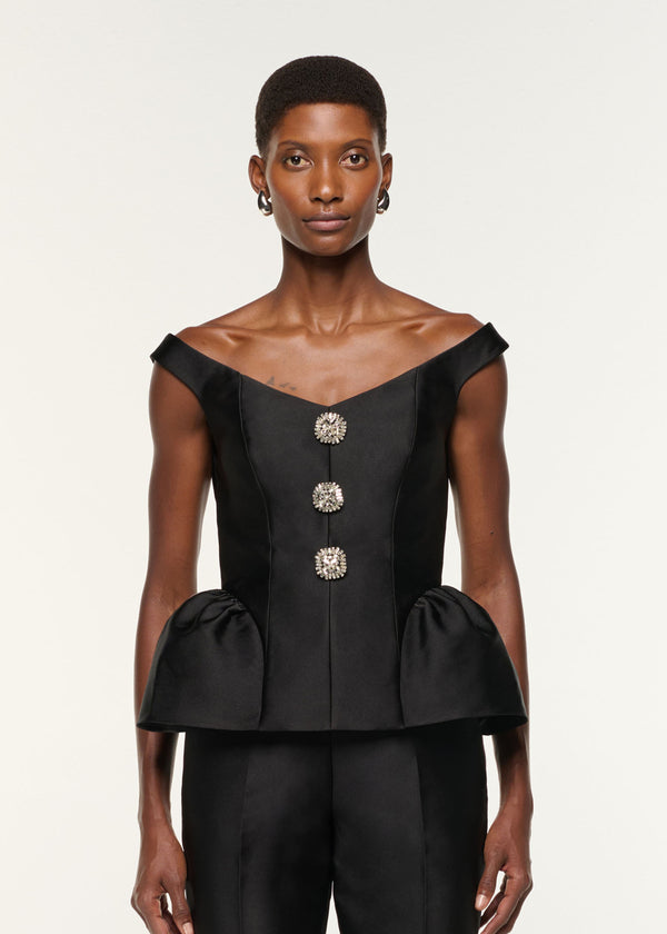 Roland Mouret Taffeta Straight Leg Trouser Black