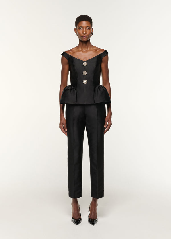 roland mouret Taffeta Straight Leg Trouser Black