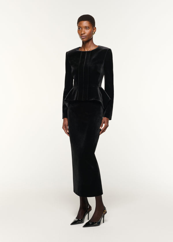 Roland Mouret Velvet Midi Skirt Black