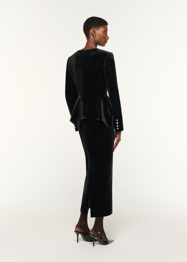 Roland Mouret Velvet Midi Skirt Black