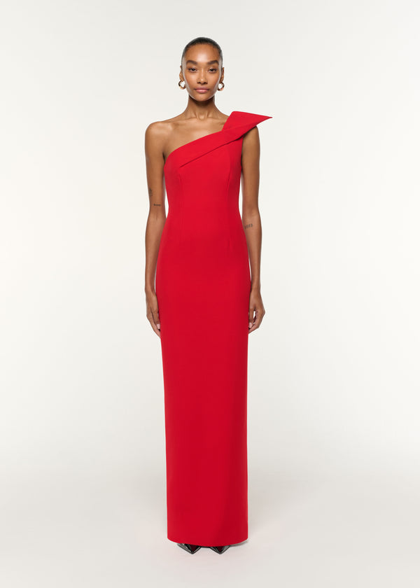 roland mouret Structured Drape One Shoulder Crepe Gown Red