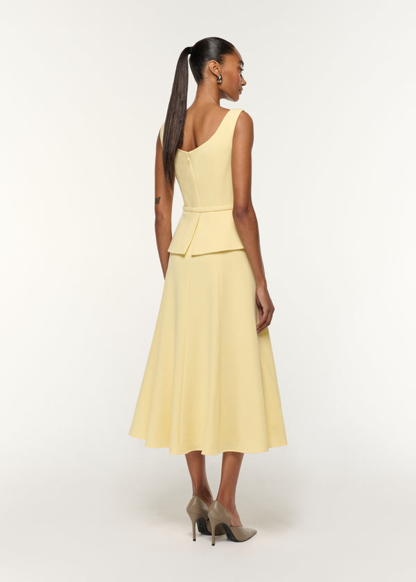 Roland Mouret Structured Peplum Wool Crepe Dress Yellow