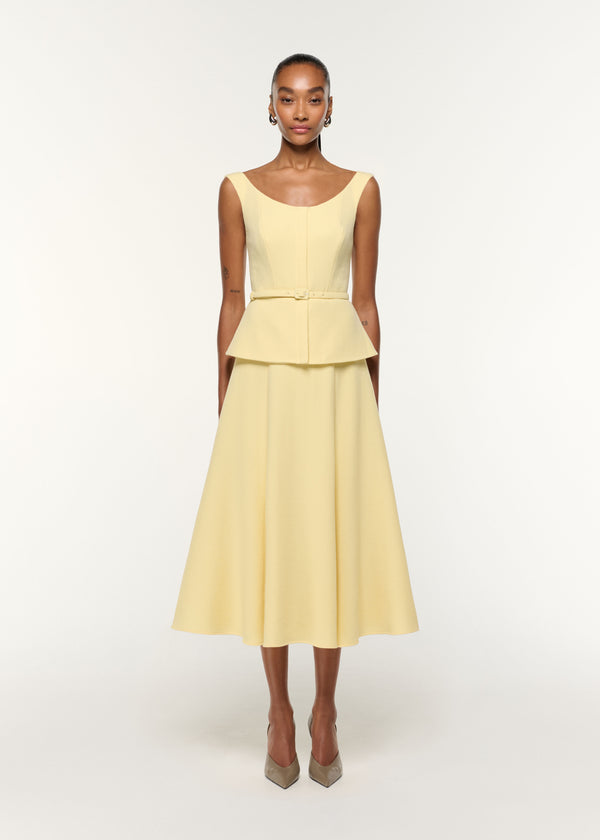 roland mouret Structured Peplum Wool Crepe Dress Yellow