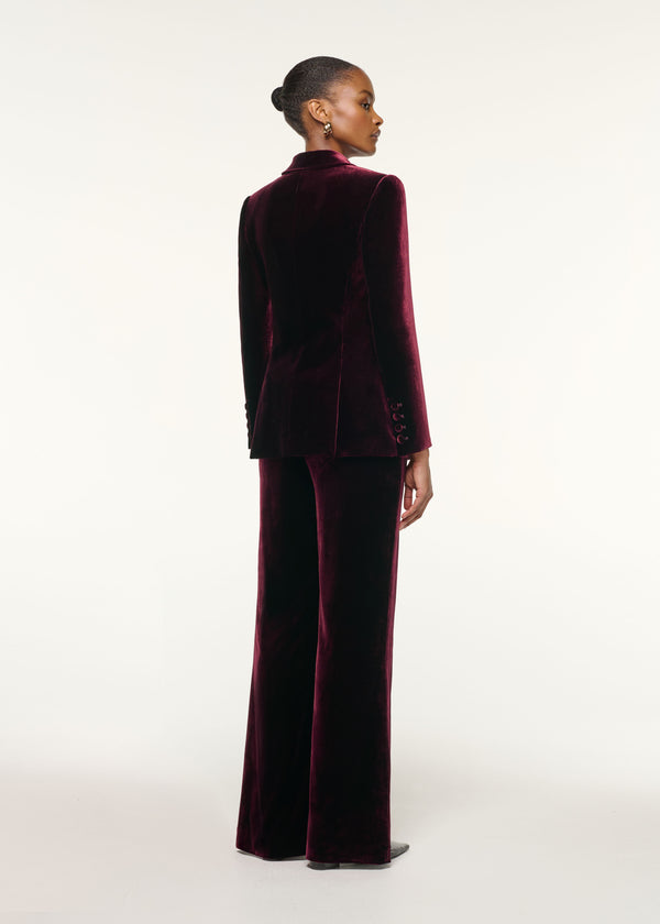 Roland Mouret Tailored Velvet Wide Leg Trouser Mulberry