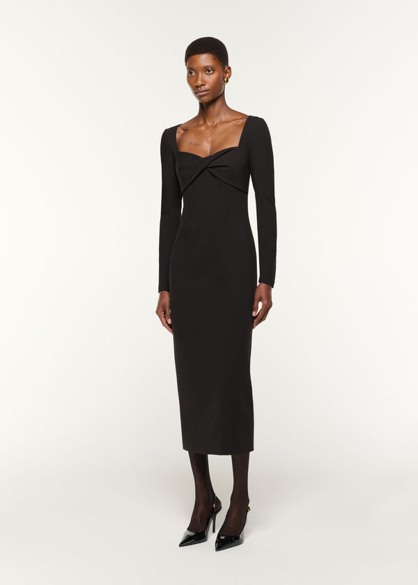 Roland Mouret Twist Drape Stretch Crepe Dress Black