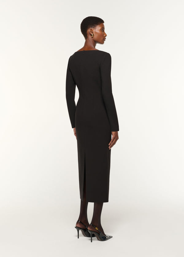 Roland Mouret Twist Drape Stretch Crepe Dress Black