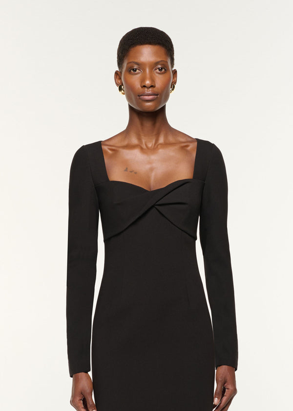 Roland Mouret Twist Drape Stretch Crepe Dress Black