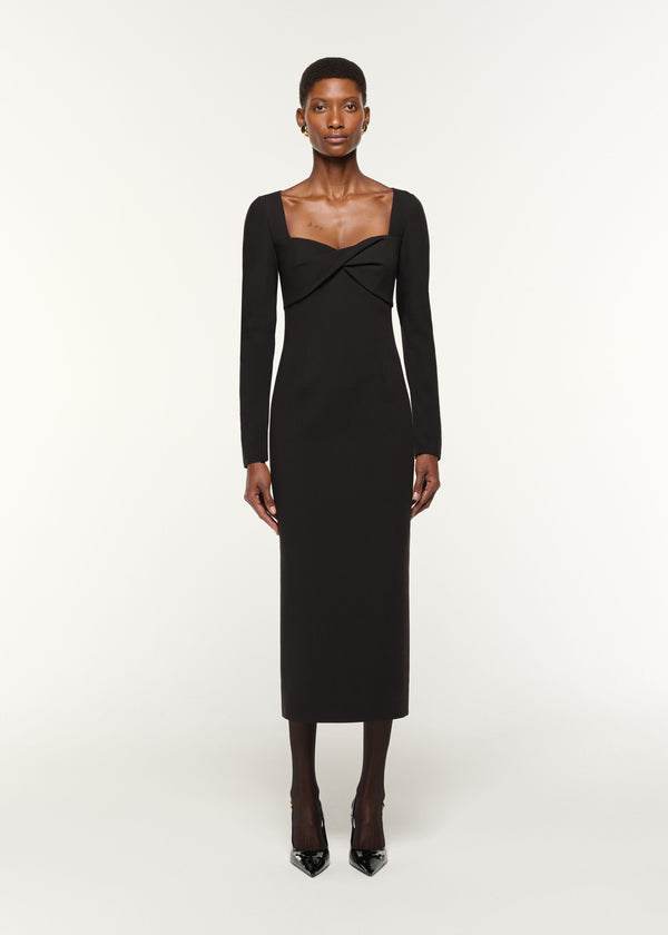 roland mouret Twist Drape Stretch Crepe Dress Black
