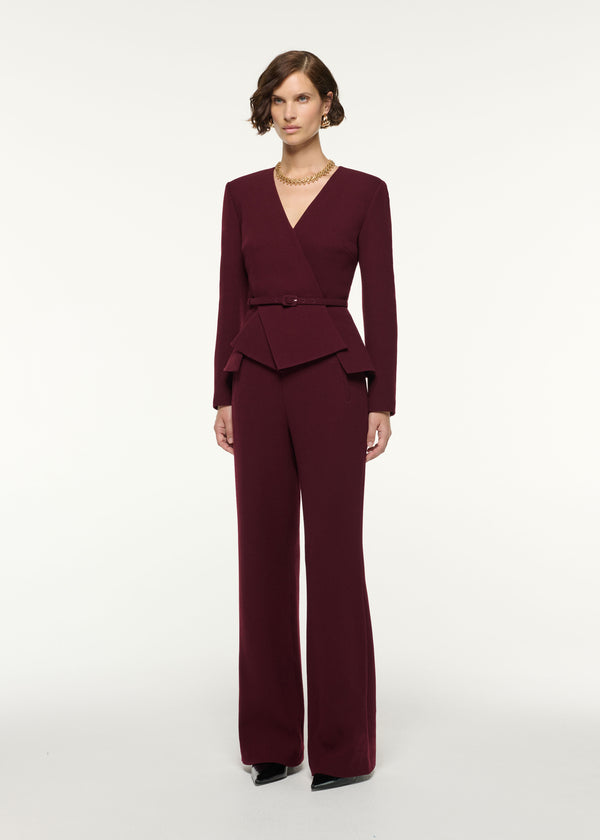 Roland Mouret Wool Origami Peplum Drape Jacket Mulberry