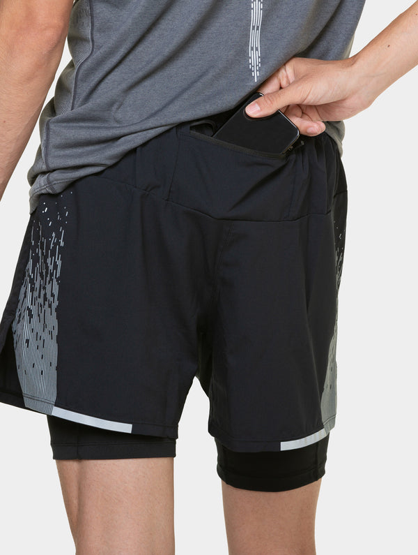 Ronhill Men's Tech Reflect 5" Twin Short R954 Black/Reflect