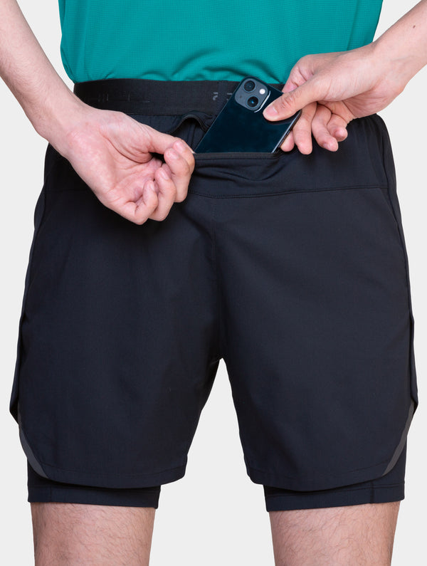 Ronhill Men's Tech 5" Twin Short R009 All Black