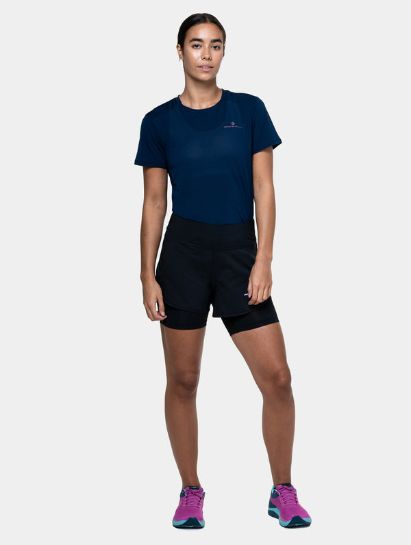Ronhill Women's Tech 4.5" Twin Short R009 All Black