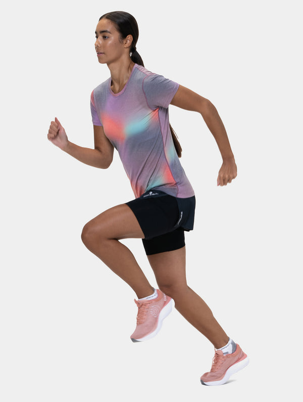Ronhill Women's Tech Golden Hour S/S Tee 01428 Multi Glow