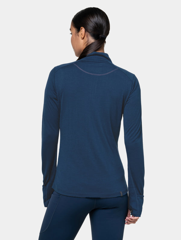 Ronhill Women's Tech Merino 1/2 Zip 01301 Dark Navy/Dusty Tulip