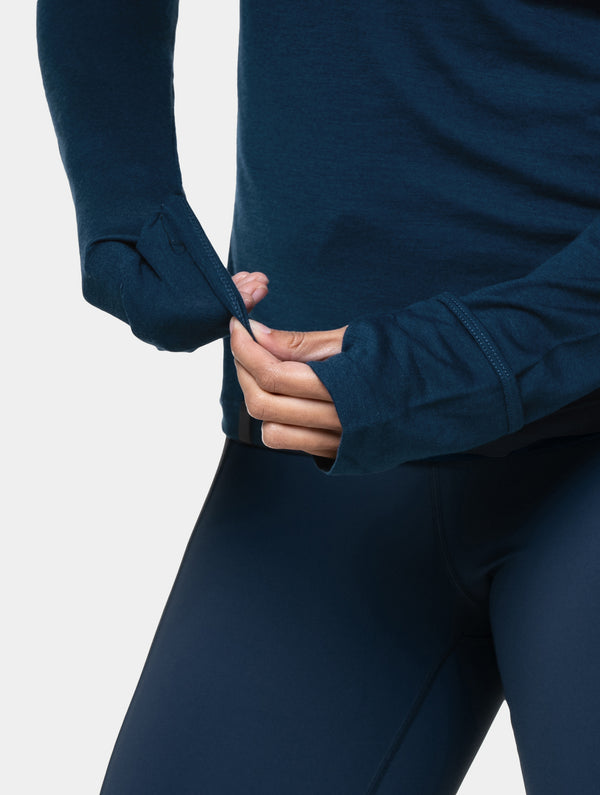 Ronhill Women's Tech Merino 1/2 Zip 01301 Dark Navy/Dusty Tulip