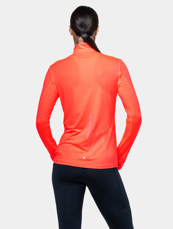 Ronhill Women's Tech Reflect 1/2 Zip 01310 Hot Coral/Reflect