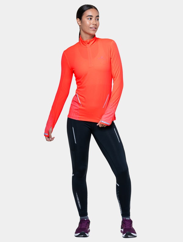 Ronhill Women's Tech Reflect 1/2 Zip 01310 Hot Coral/Reflect