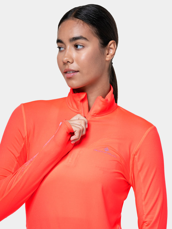 Ronhill Women's Tech Reflect 1/2 Zip 01310 Hot Coral/Reflect