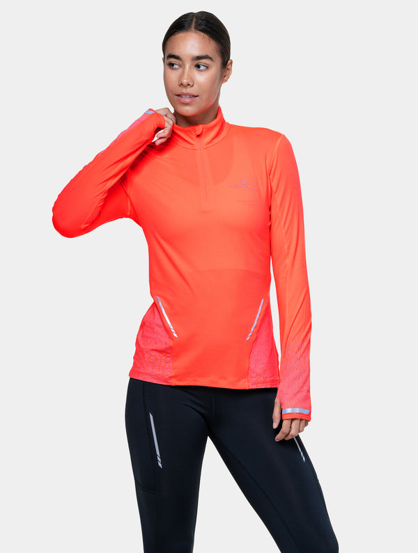 ronhill Women's Tech Reflect 1/2 Zip 01310 Hot Coral/Reflect