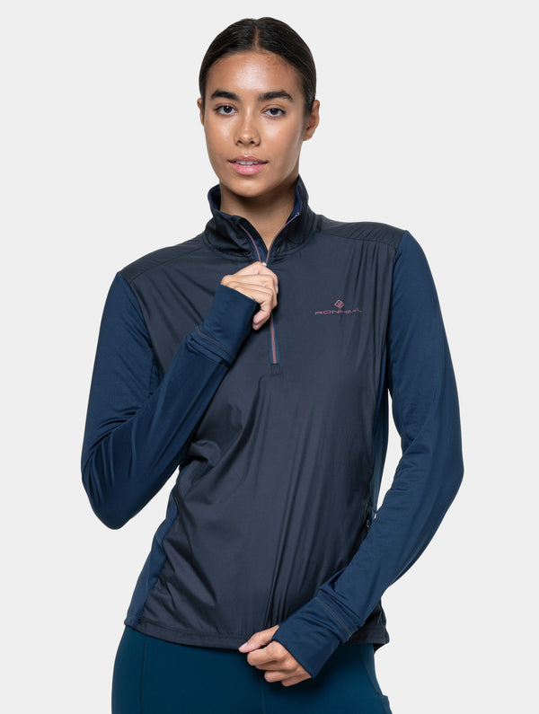 Ronhill Women's Tech Wind-Block 1/2 Zip 01301 Dark Navy/Dusty Tulip