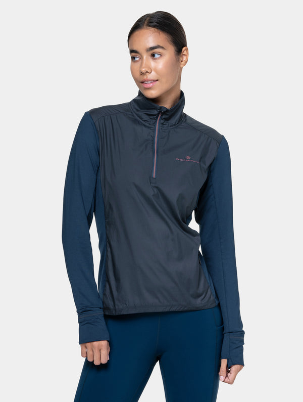 ronhill Women's Tech Wind-Block 1/2 Zip 01301 Dark Navy/Dusty Tulip