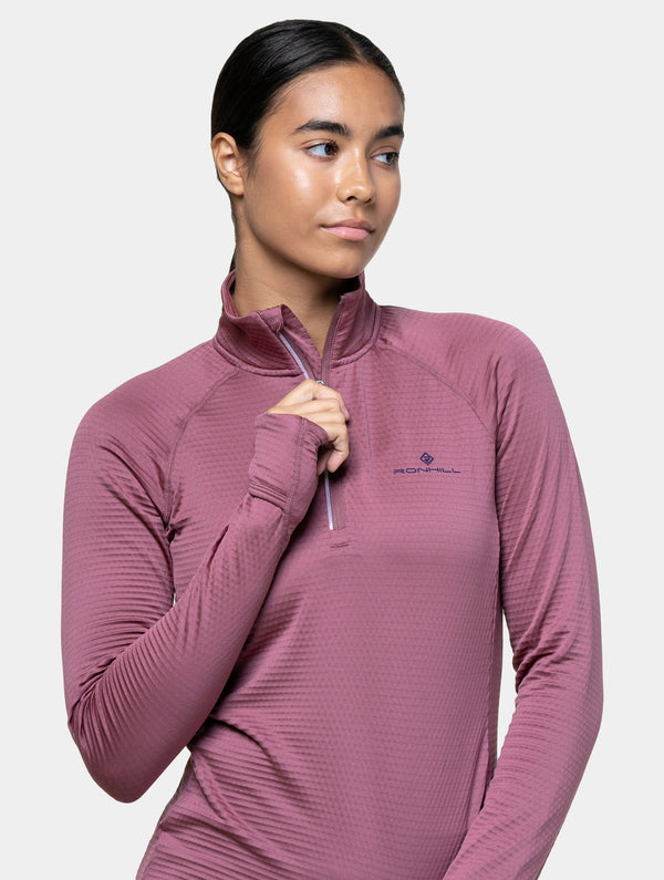 Ronhill Women's Tech Winter 1/2 Zip 01302 Dusty Tulip/Dark Navy
