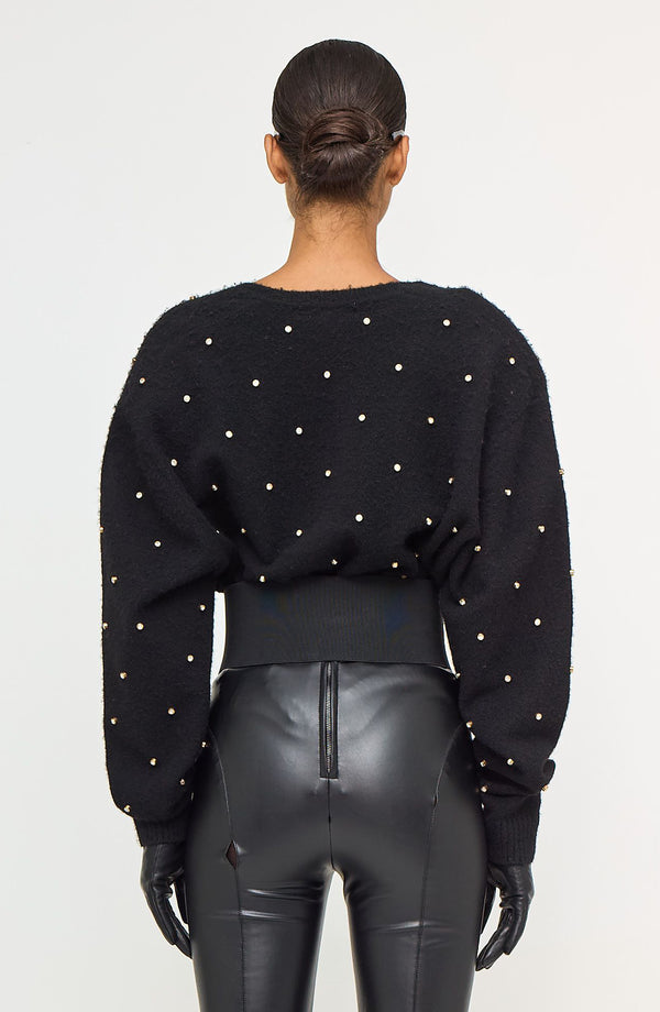 Ronny Kobo Corin Crystal Knit V-Neck