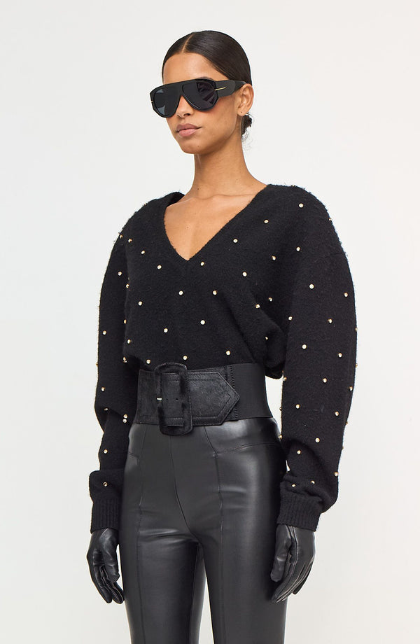 Ronny Kobo Corin Crystal Knit V-Neck