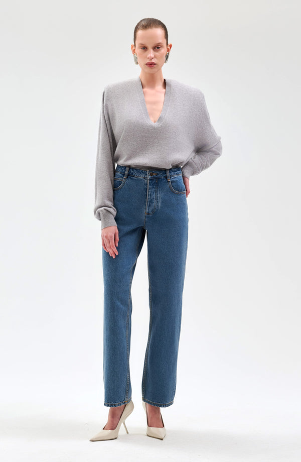 Ronny Kobo Landen Cashmere Sweater - Light Grey