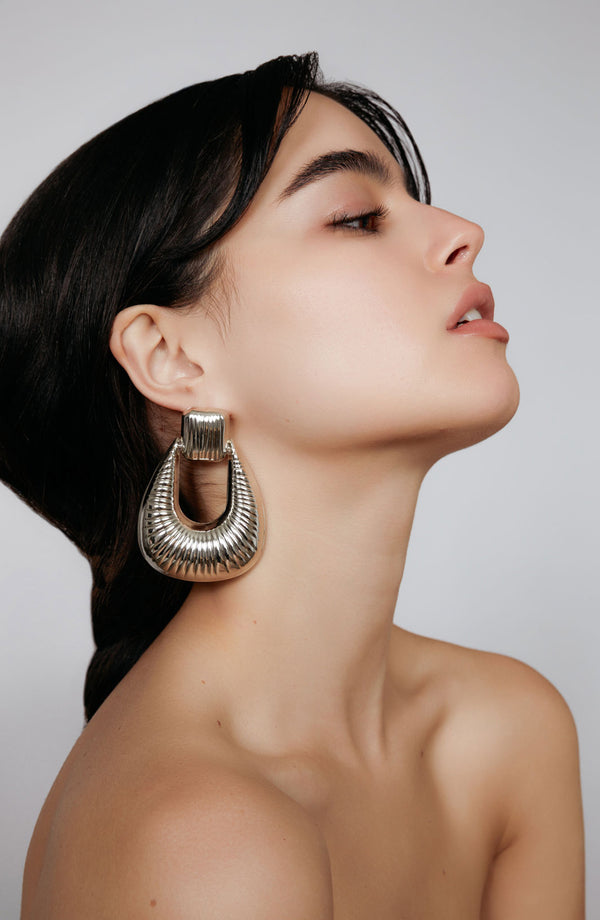 Ronny Kobo Striated Door Knocker Earrings Large