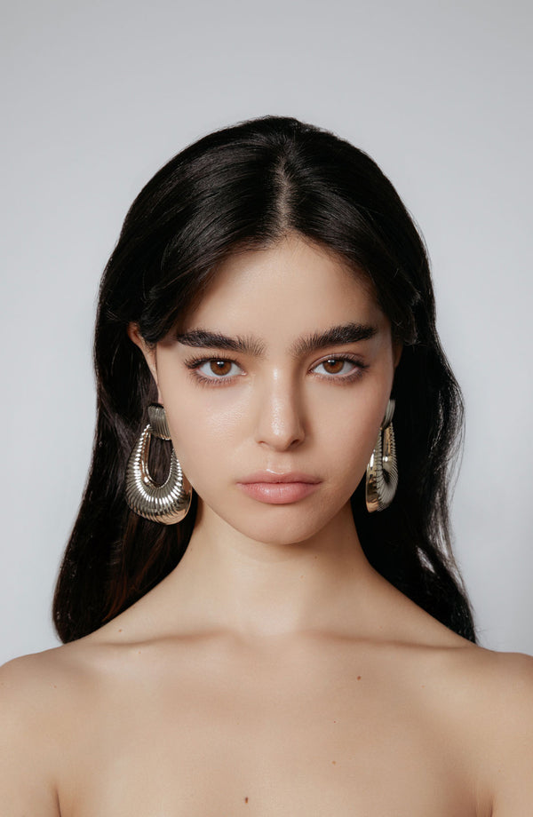 Ronny Kobo Striated Door Knocker Earrings Large