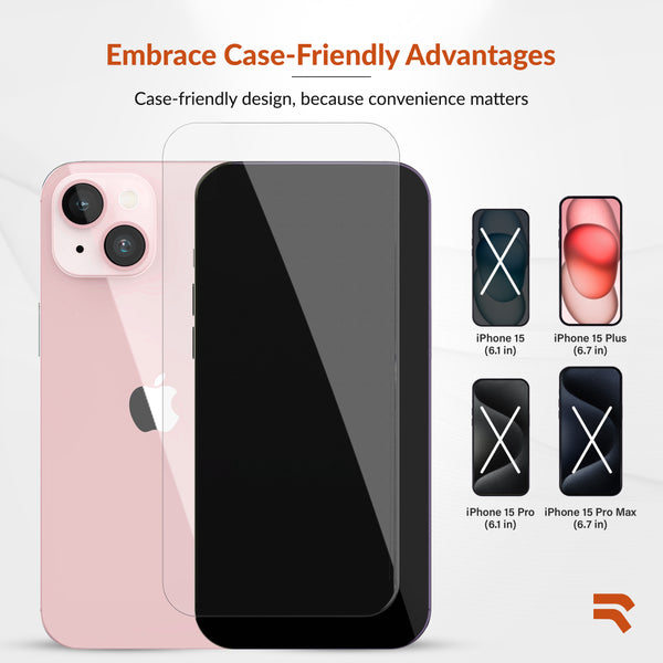 Roocase ROOCASE 3-Pack Glass Screen Protector For Apple IPhone 15 Plus Include Easy Install Frame